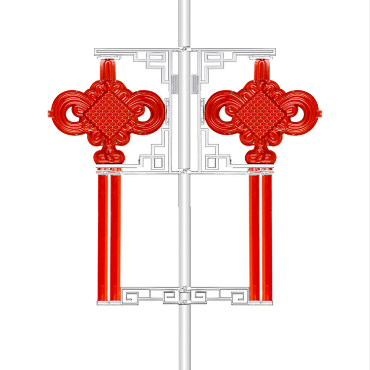 led中国结路灯 户外路灯杆外挂防水太阳能发光亚克力中国结灯批发