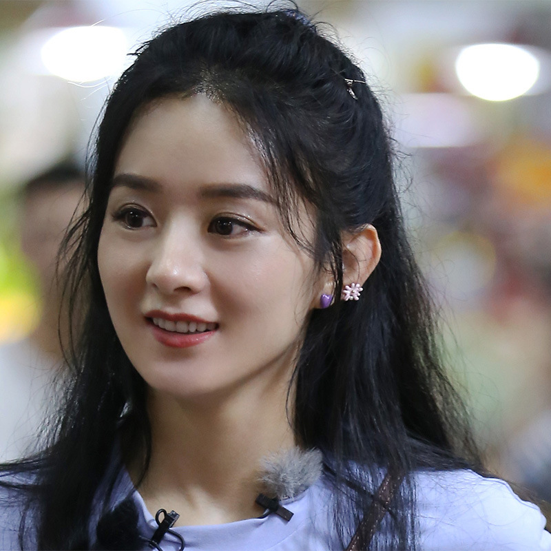 中餐厅第四季赵丽颖同款耳环紫色爱心粉色花朵耳饰女银针清晰夏天