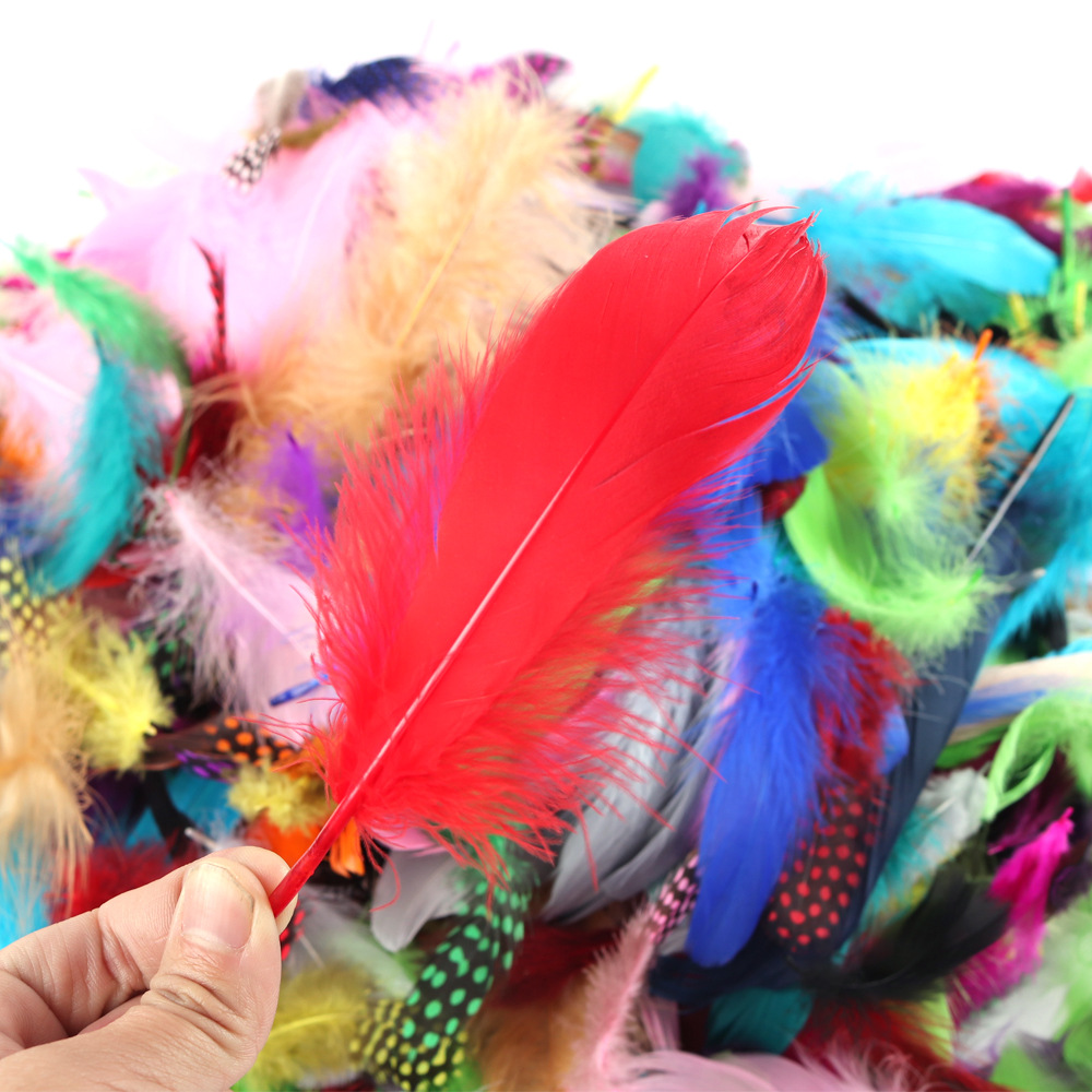 现货天然火鸡毛 4-16cm彩色鸡毛幼儿园diy手工羽毛饰品配件材料
