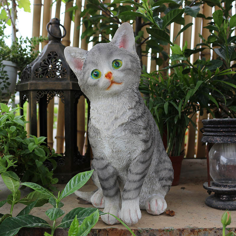 Animal Resin Crafts Cute Kitten Orange Cat Toy Model Courtyard Garden Decoration Simulation Cat Decoration Small