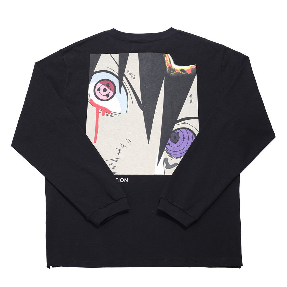 火影忍者佐助印花长袖t恤男士ins欧美潮牌嘻哈高街体恤宽松套头衫