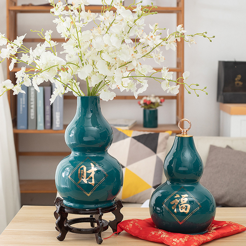 招财镇宅陶瓷花瓶白菜葫芦摆件家居软装客厅酒柜隔柜摆设工艺礼品