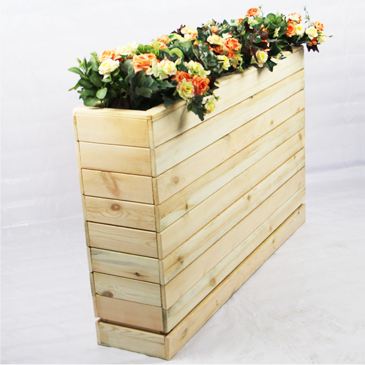 户外防腐木花箱 广场商业街隔断花箱 定制实木花箱 碳化木花箱