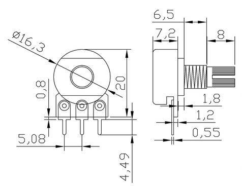 wh148单联电位器 b500k 功放音量调速 电位器三脚 短柄15mm