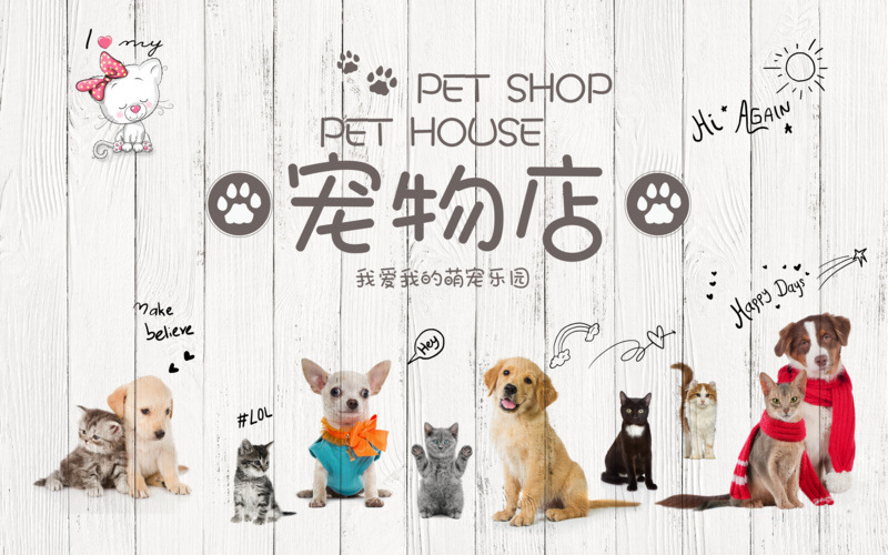 3d宠物店背景墙壁纸墙纸美容造型室宠物医院无缝壁画装修壁布墙布