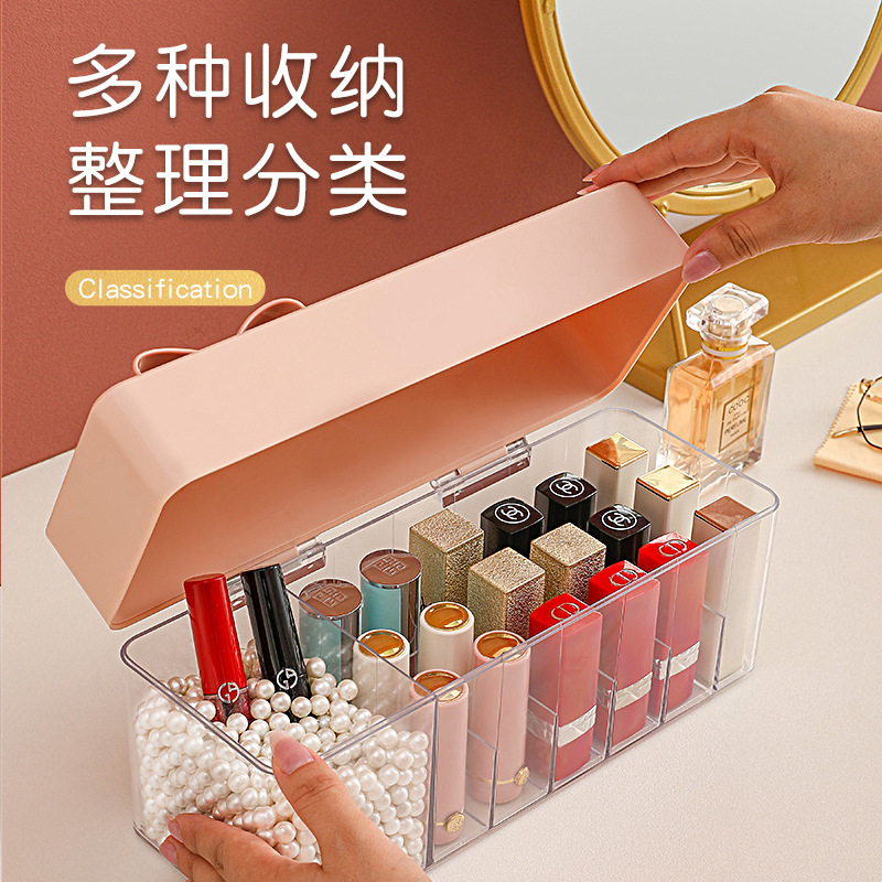 Lipstick Storage Box Girl Heart Multi-Grid Dustproof with Cover Lipstick Storage Put Makeup Mouth Red Box 0170