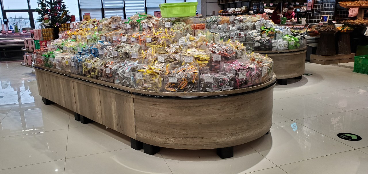 超市木质散装柜五谷杂粮干果展示柜子零食饼干糖果散称货架可定制