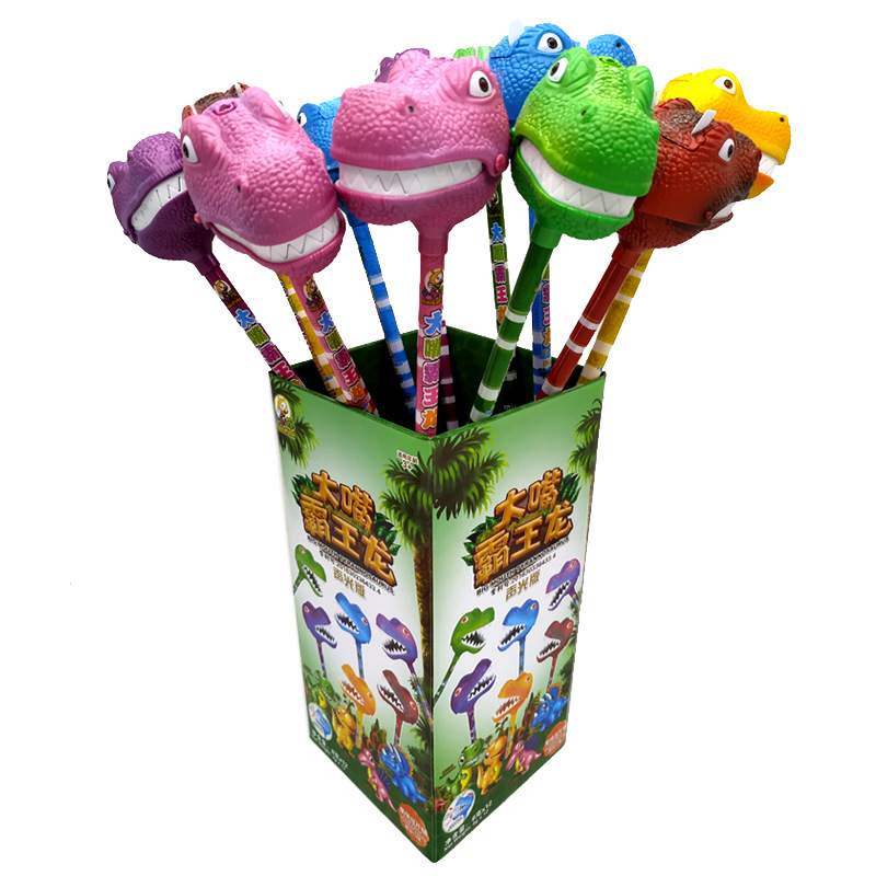 儿童 食玩 大嘴恐龙小乐蜂带声闪光霸王龙糖玩零食12支盒 3盒一组
