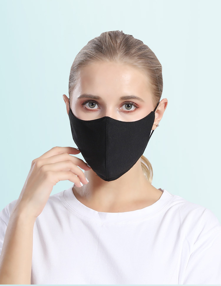 黑色棉口罩三层夹棉立体加厚透气男女潮流布面罩可调节口罩mask