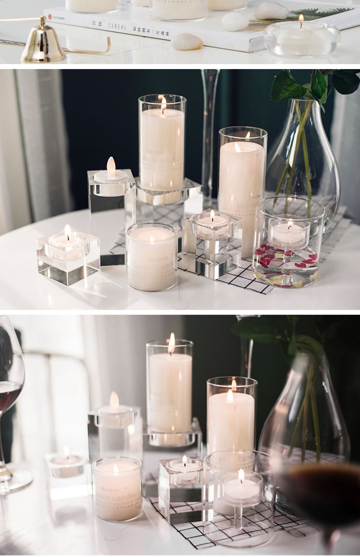 高硼硅烛台杯欧式透明玻璃防风蜡烛罐香氛摆件宗教婚庆蜡烛杯空杯