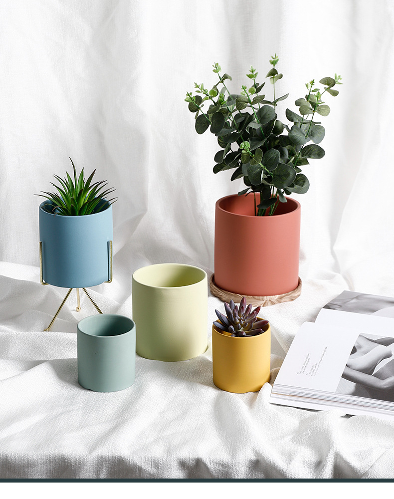 北欧风格莫兰迪ins陶瓷花盆多肉绿植花盆现代简约个性绿萝玫瑰