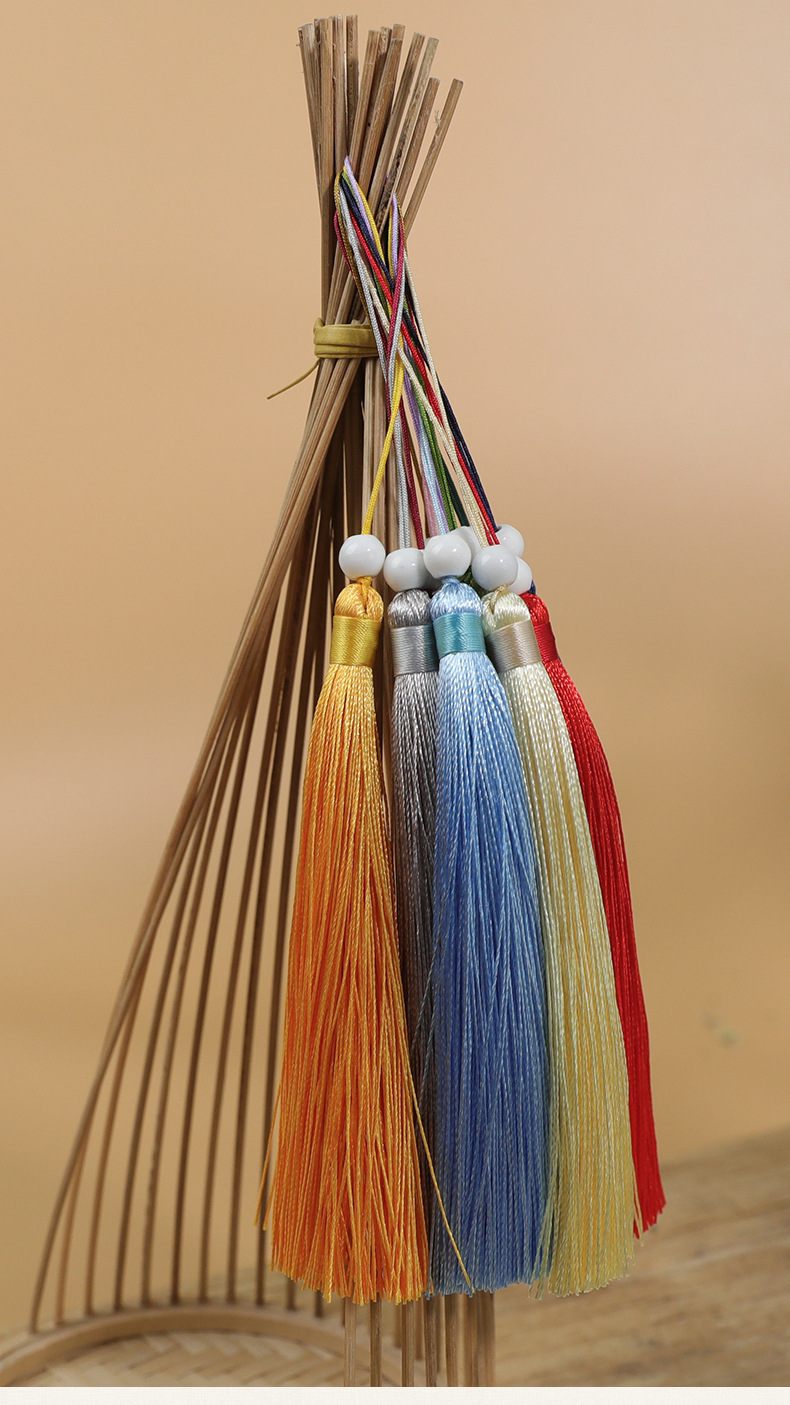 香囊袋流苏穗子12cm中药香包须须陶瓷珠挂穗扇坠diy手工垂直吊穗