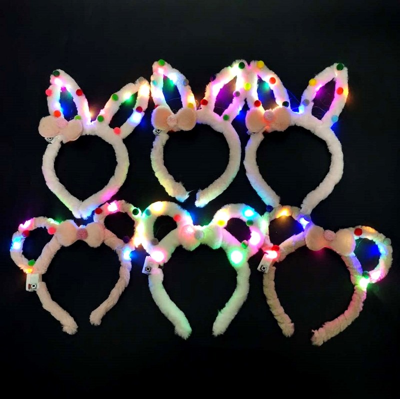 New Super Plush Luminous Rabbit Ears Mickey Headband Push Hot Selling Products Manufacturers New Year Hot 10 Lights