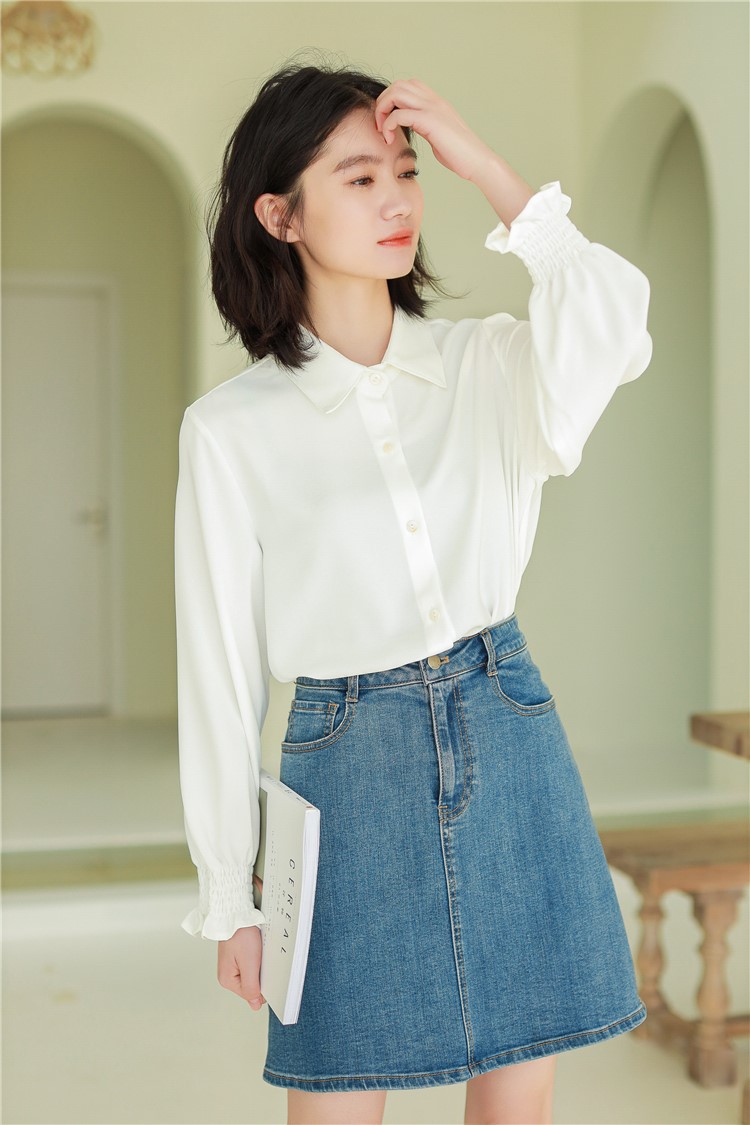 白衬衫女士设计感小众秋冬季长袖上衣外穿百搭2021年新款雪纺法式