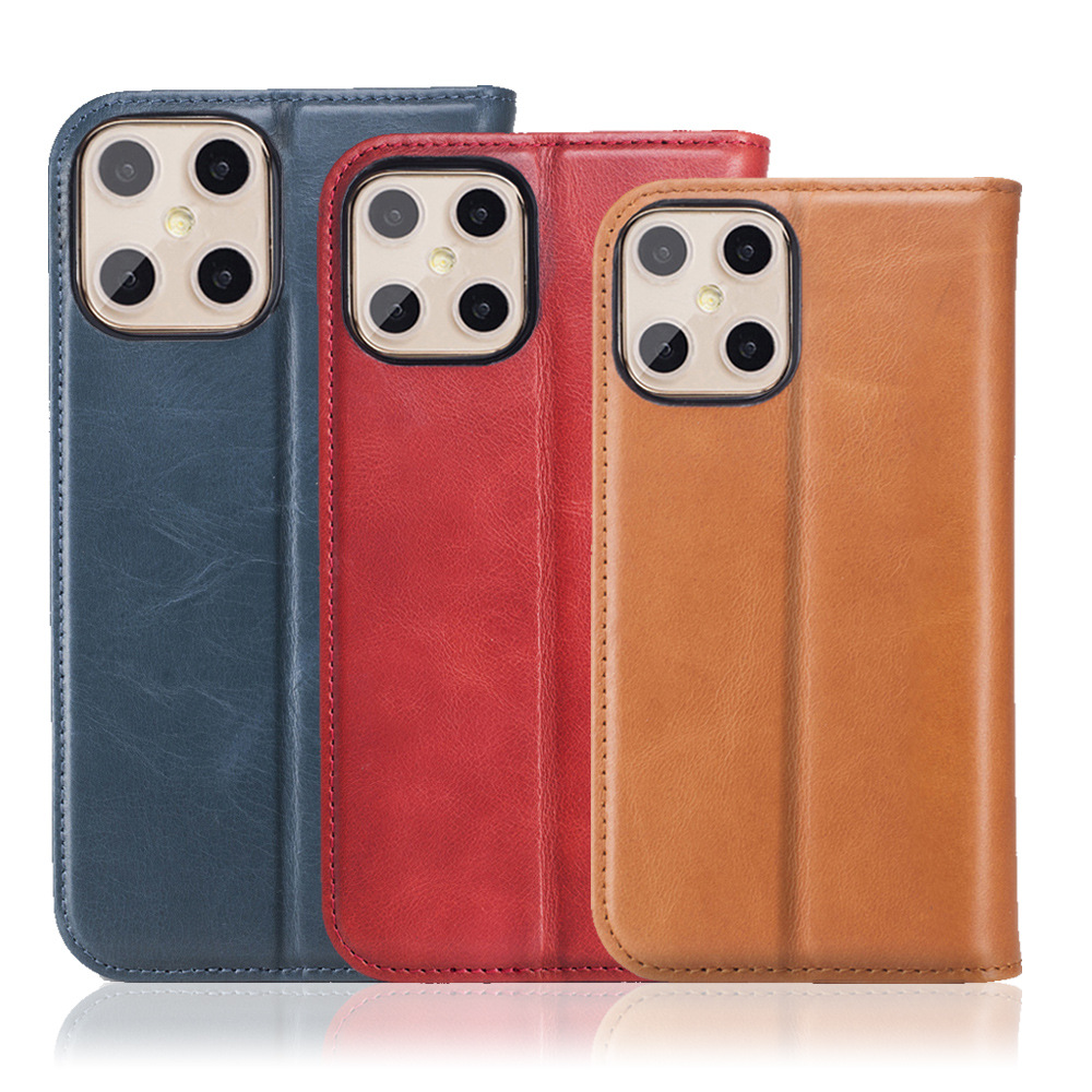 适用iphone12pro真皮手机壳 工厂批创意款苹果12左右开翻盖手机套