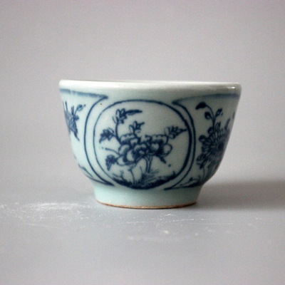陶瓷仿古杯仿青花手绘杯明清时期闻香杯主人杯品茗杯中国风