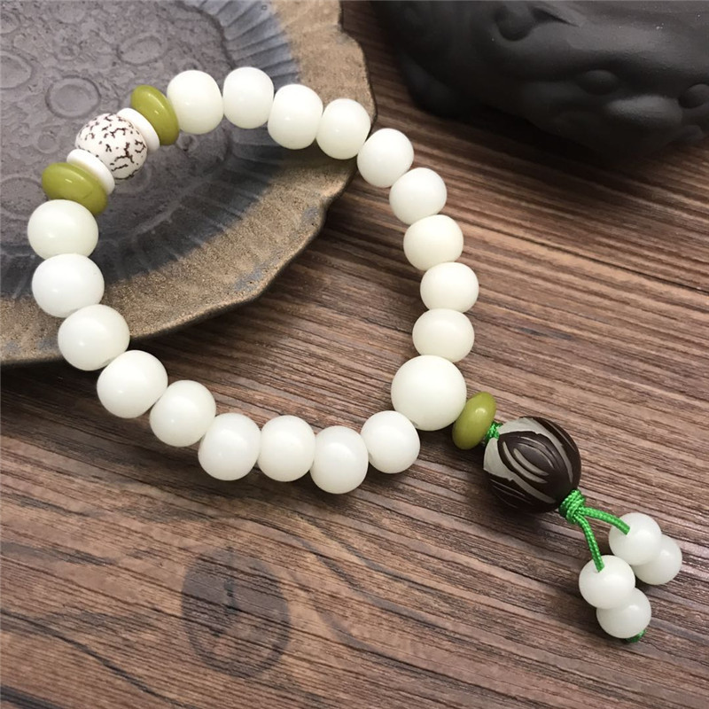 White Jade Bodhi Root Lotus Bracelet 108 Pcs Bodhi Rosary Beads Men's and Women's Single Ring Bracelet Ornament Factory Wholesale