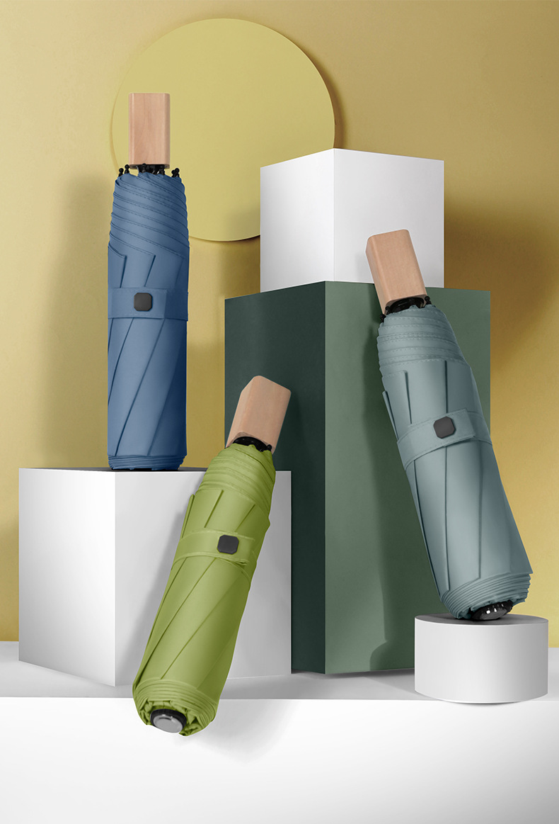 实木手柄黑胶雨伞晴雨两用手动防晒遮阳伞批发印制logo广告伞日系