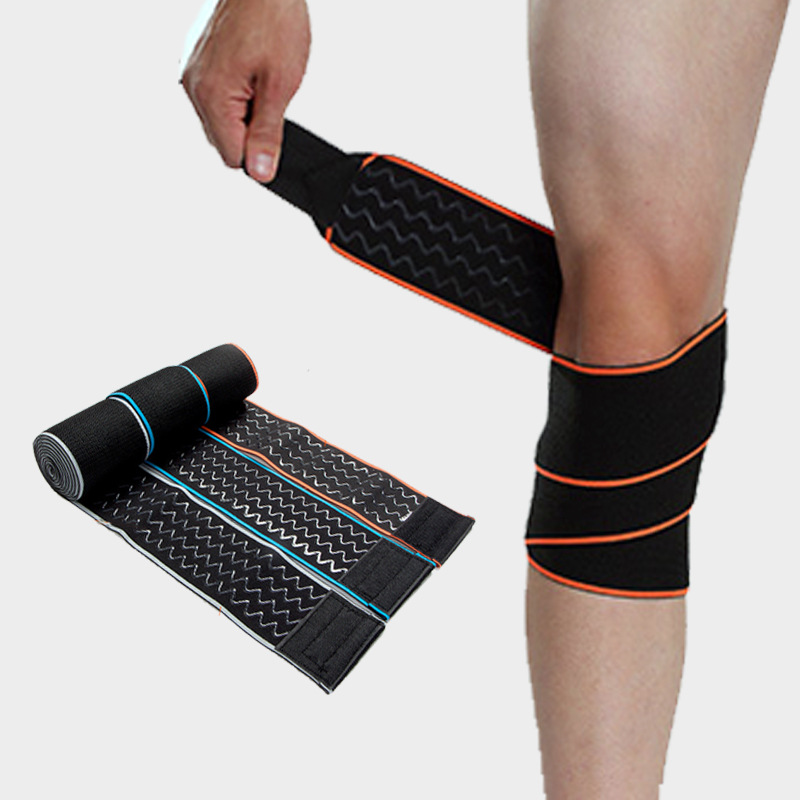 运动护膝护腿 硅胶防滑深蹲举重健缠绕绷带男篮球足球跑步防扭伤