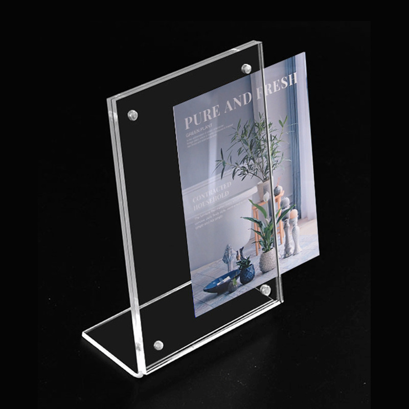 亚克力l型强磁亚克力展示夹 亚克力桌台牌夹层纸展示牌价格牌
