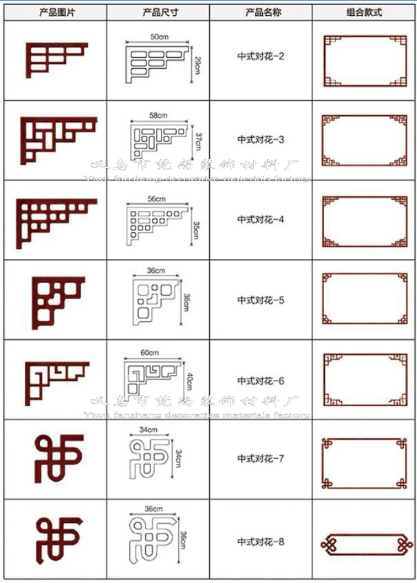 新中式吊顶角花成品造型 仿实木花格天花自粘红木pvc平板线条批发