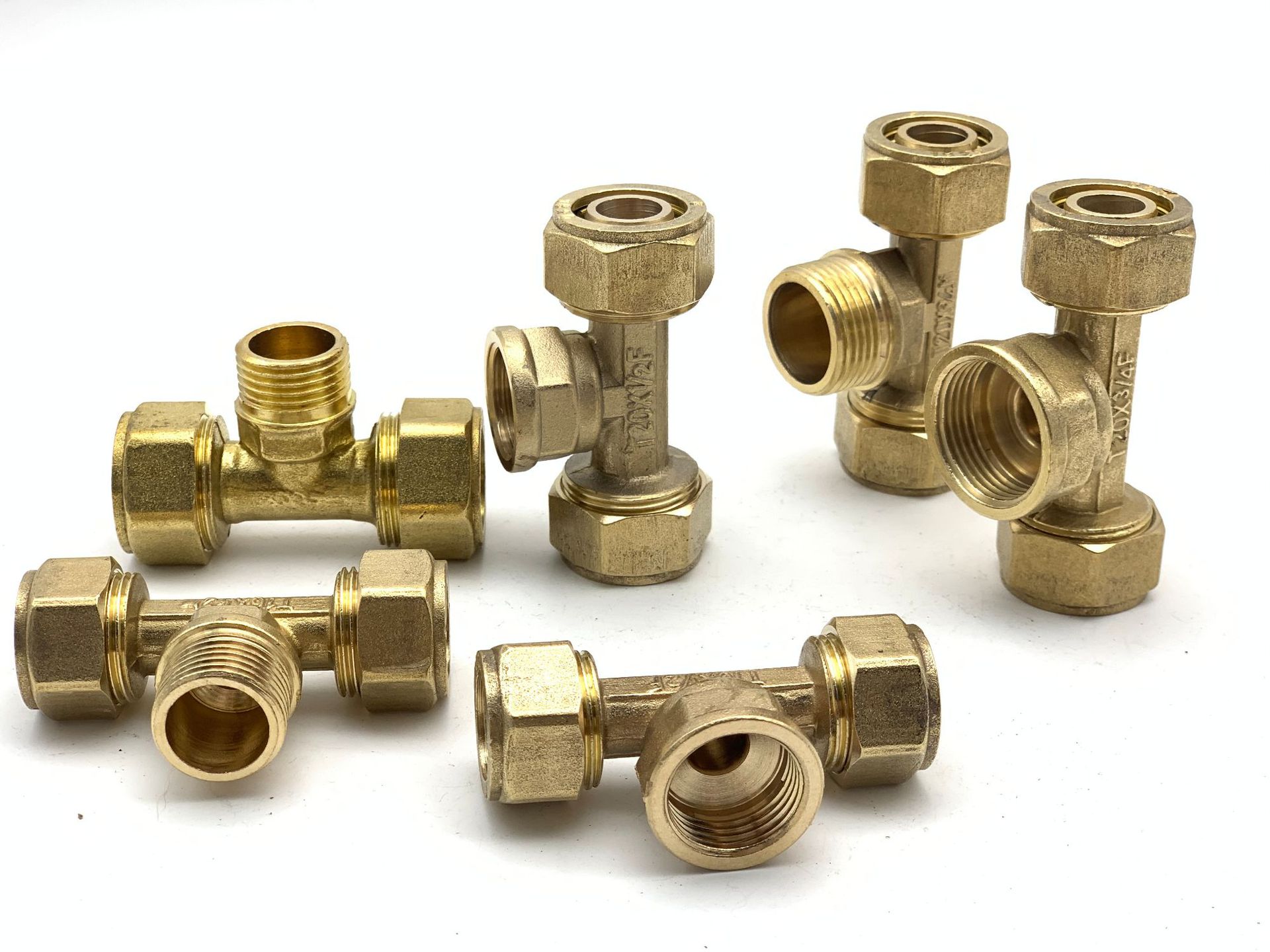 铝塑管接头配件1620太阳能热水器铜外牙内丝等径异径三通水暖管件