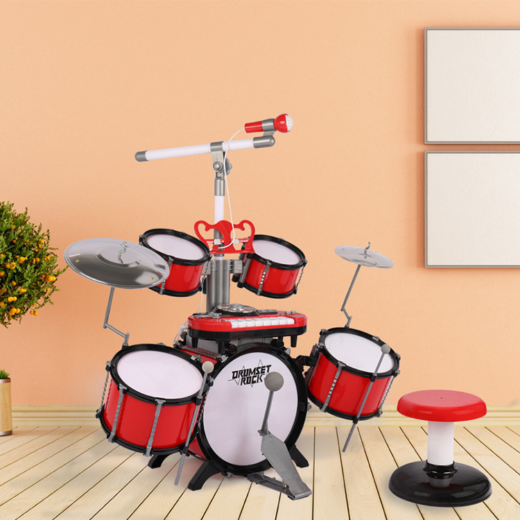 宝丽1902入门初学者儿童多功能摇滚琴鼓组合爵士鼓玩具打鼓乐器