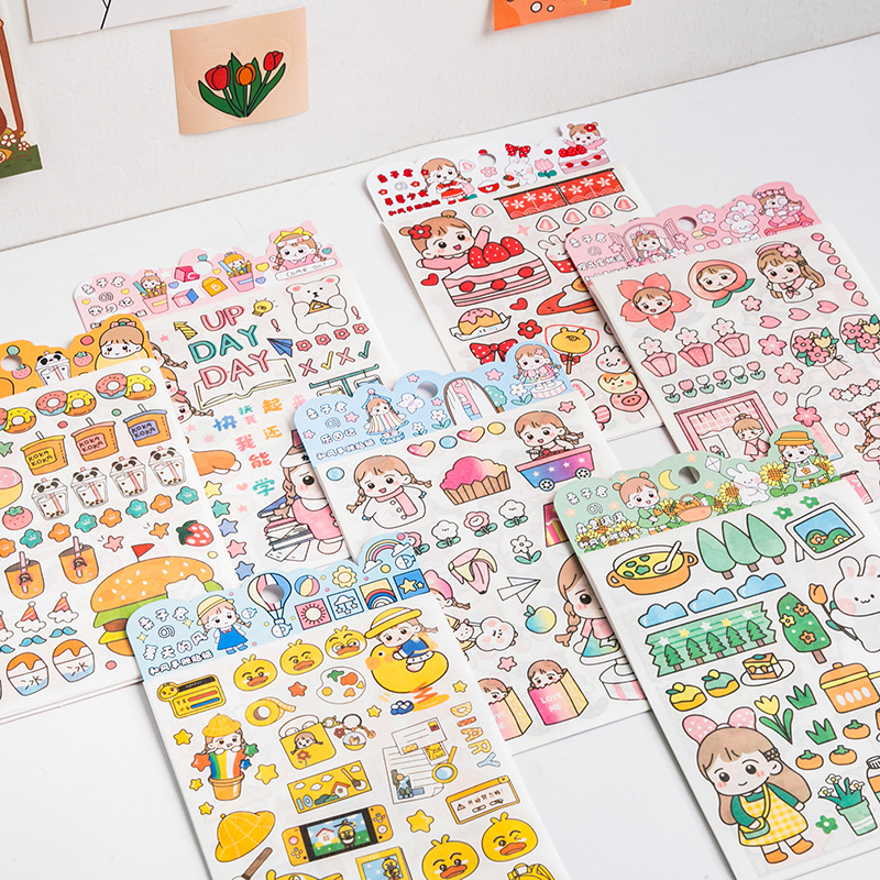 九骊文具批发 gl20-081栗子君第三季4入贴纸手账diy装饰贴纸8款选