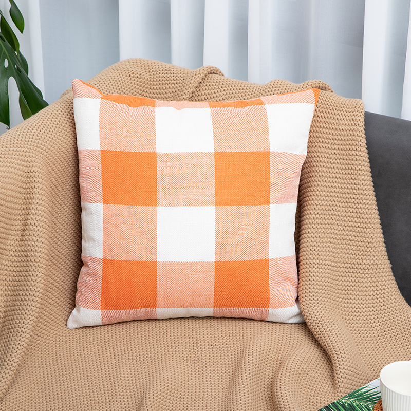 Modern Simple Square Linen Linen Plaid Striped Pillow Creative Dyed Cotton Knit Sofa Car Throw Pillowcase Cushion