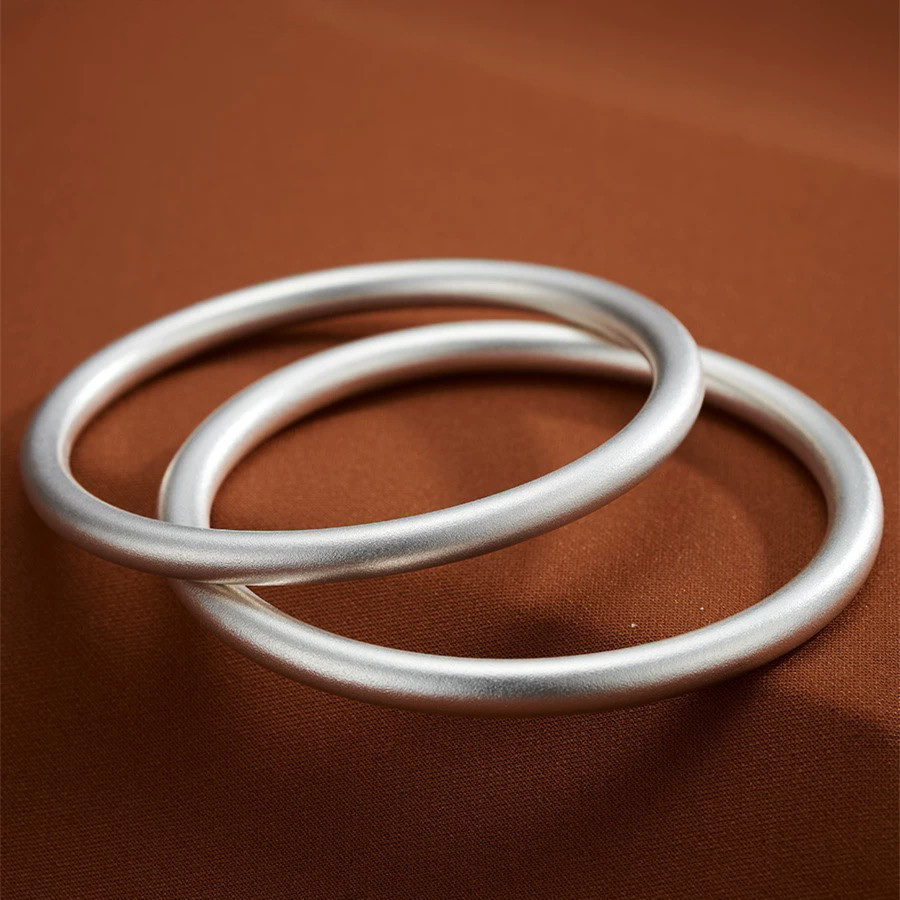 999纯银古法银镯子女传承手镯 简约百搭情侣网红小众设计足银手环