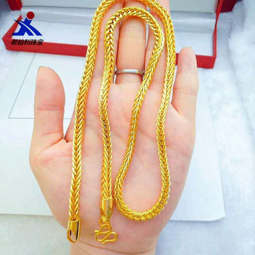 黄铜镀金5n男士蛇骨链项链电镀仿黄金首饰品厂家直销实体电商货源