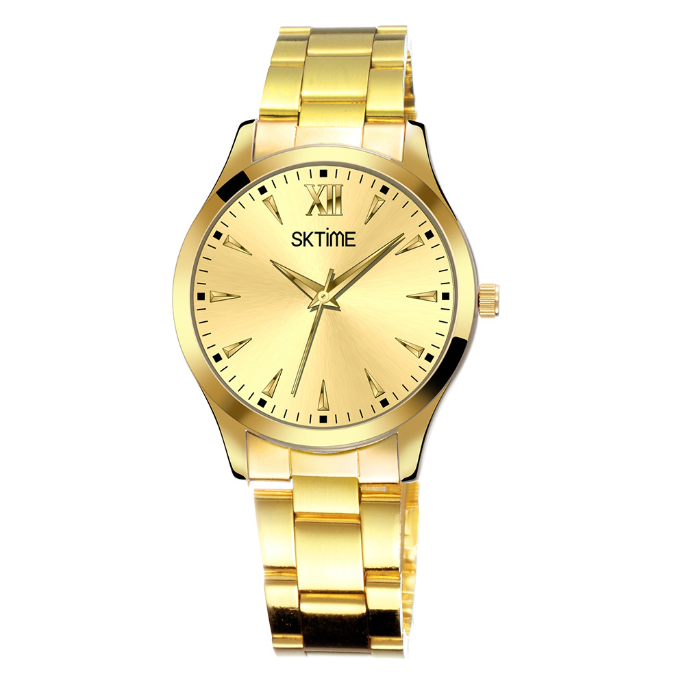sktime时尚大表盘情侣手表钢带男士手表简约小清新女表一件代发