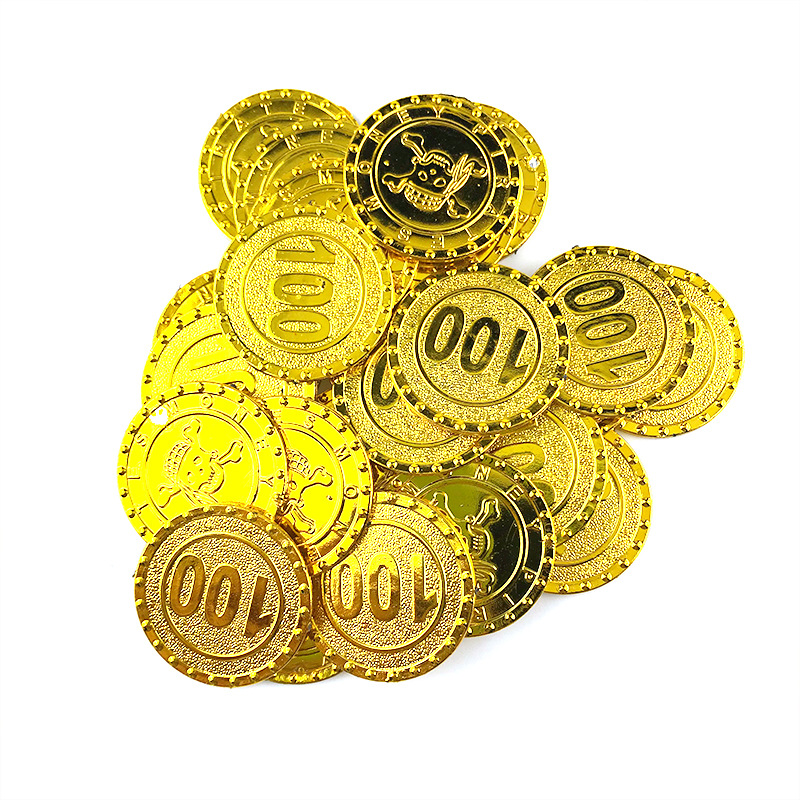 万圣节海盗金币 活动筹码金币单面值100元金钱币面值额玩具吸塑装