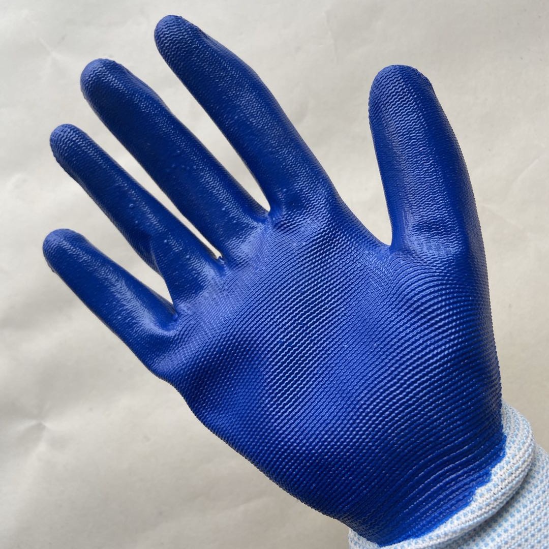 批发13针尼龙丁腈手套耐油耐磨防滑浸胶劳保手套工地干活挂胶手套