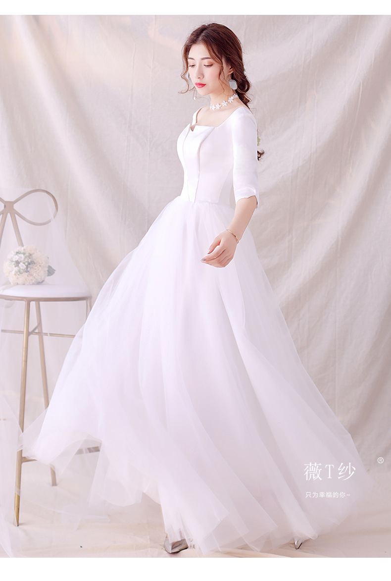 法式缎面轻婚纱2020新款新娘结婚白色简约中长款森系婚礼服女夏季