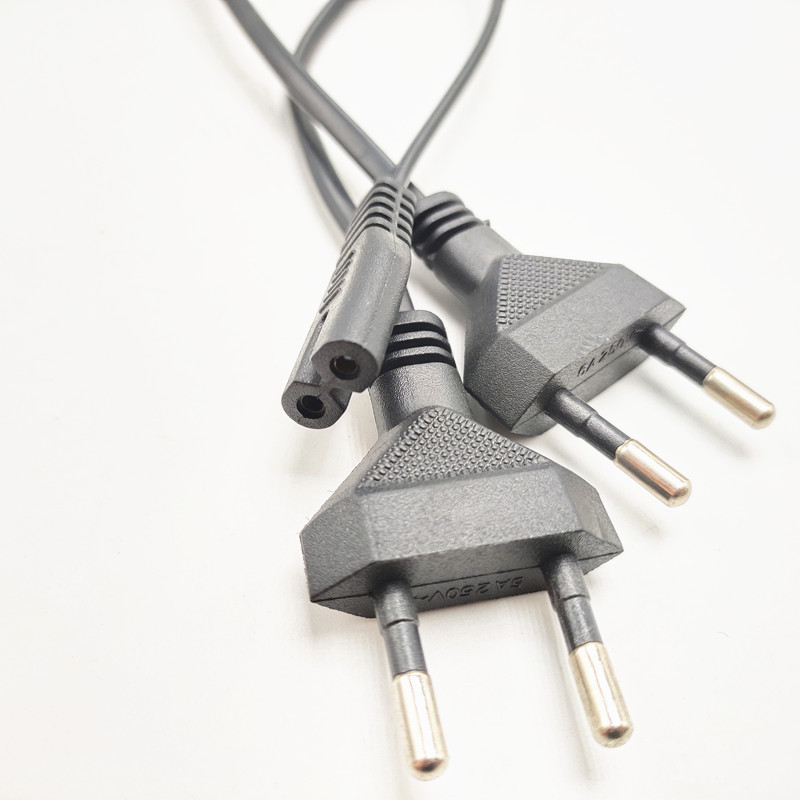 欧规b8字尾插头电源线铜包铝黄铜非标电源线两芯欧标八字尾电源线