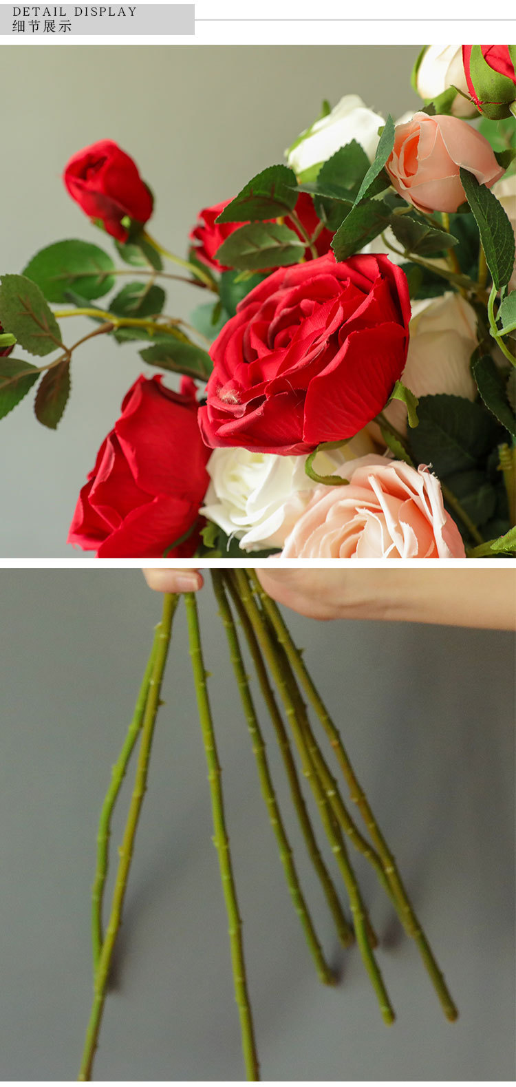 婚庆厂家仿真花巴比伦玫瑰绿植物假花批发装饰品ins风跨境yc1046