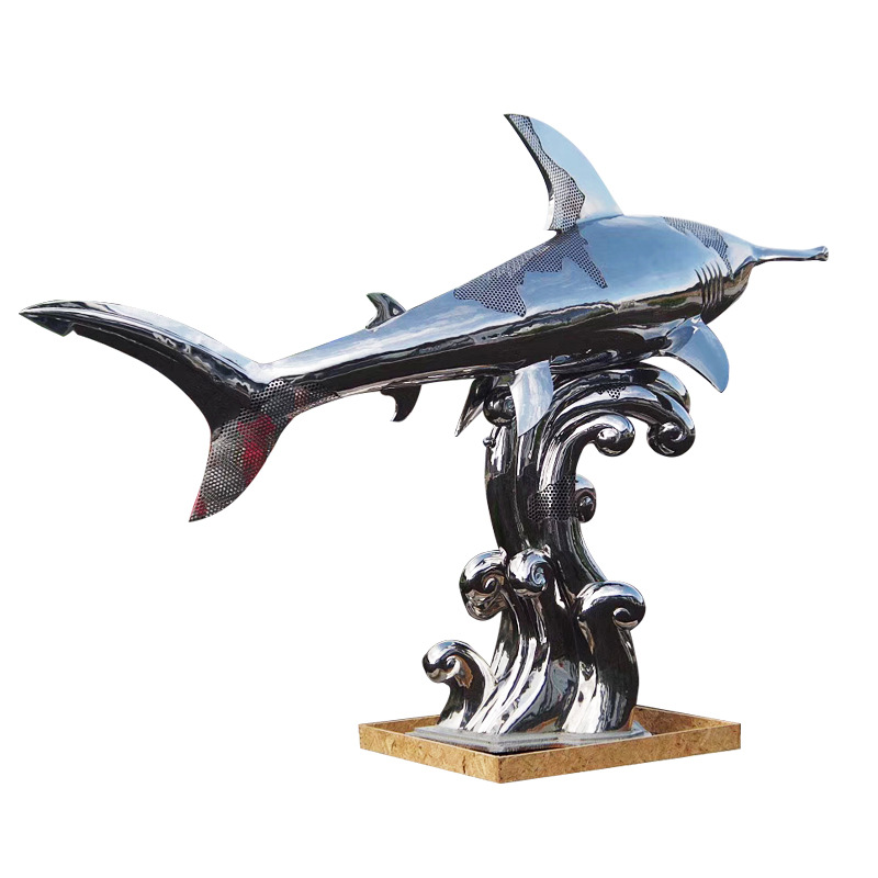 不锈钢雕塑定制 园林景观不锈钢海豚雕塑 广场城市雕塑加工