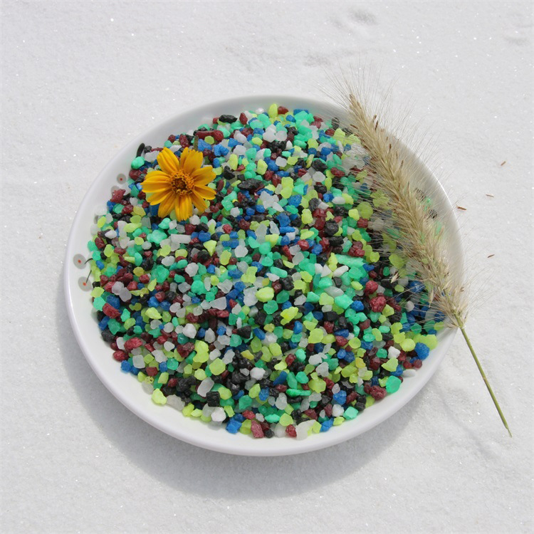 广州芳村供应五彩石彩色白石子多肉铺面石水洗石染色七彩鹅卵石