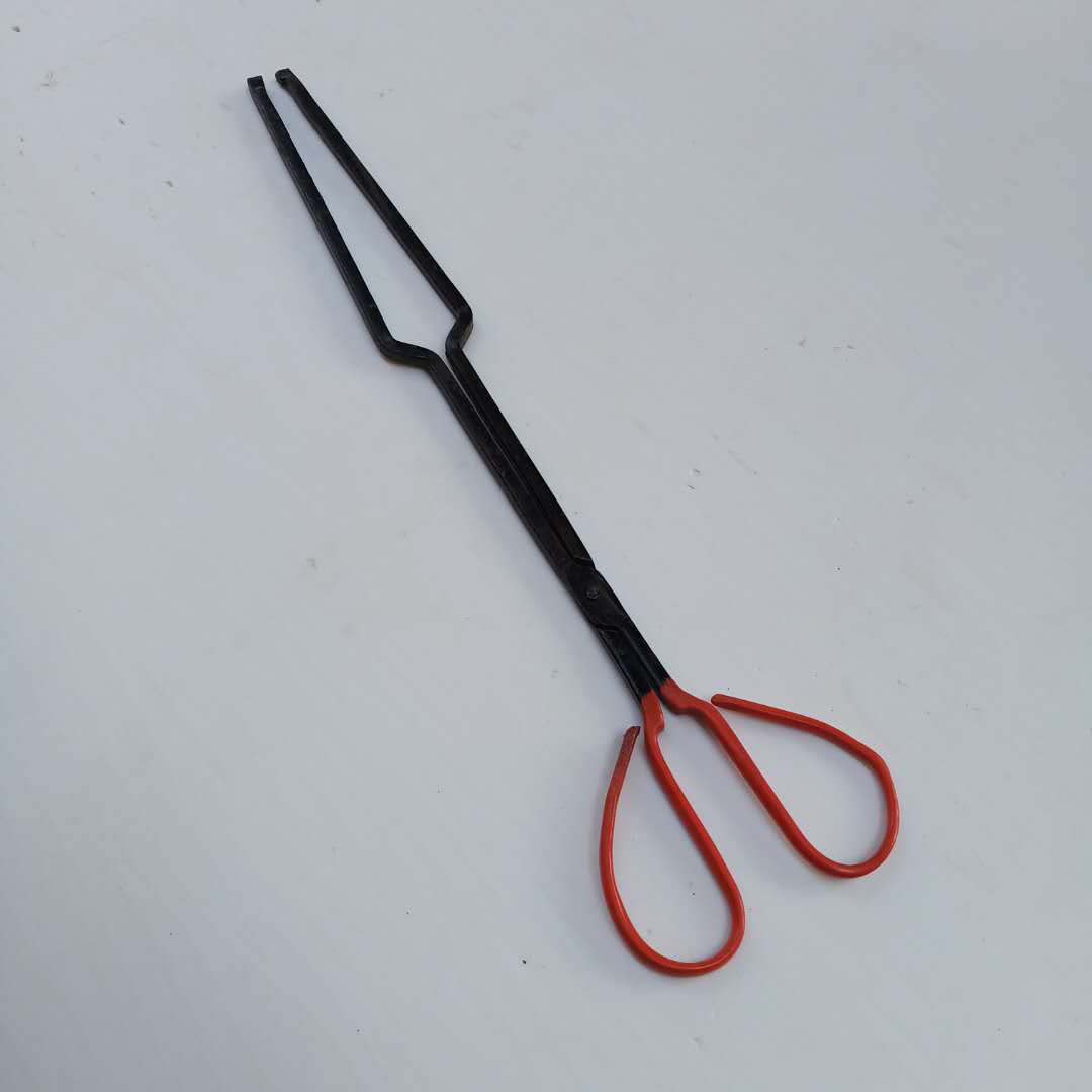 地摊火钳 煤夹 烧烤工具 蜂窝煤火红胶柄火钳 烧柴捡垃圾夹子