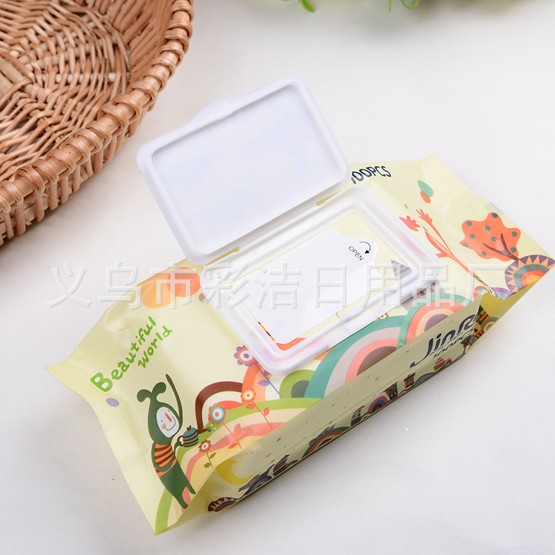 Foreign Trade Hot Sale Super Soft Baby Wipes Baby Cleansing Wipe Wholesale Newborn Hand Mouth Wipes 100 Pumping with Lid