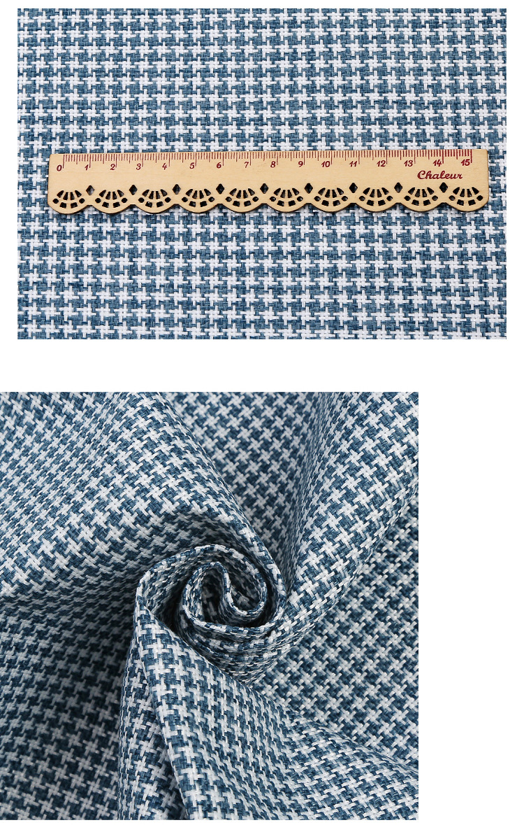 新款1200d色织涂层仿麻布 沙发凳抱枕软包面料桌布礼盒千鸟格布料