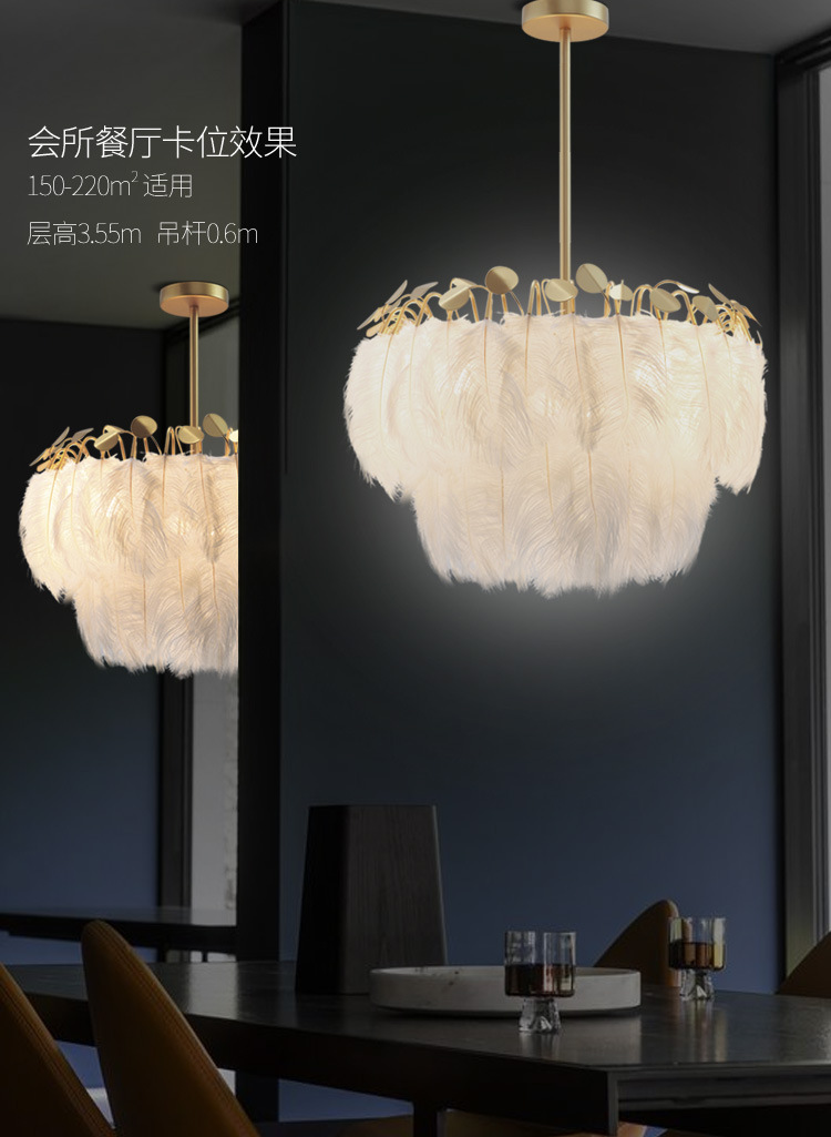 网红羽毛吊灯北欧灯具现代简约温馨浪漫儿童房ins少女卧室灯