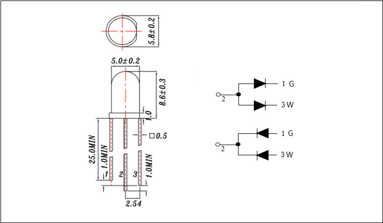 5mmled双色白绿灯珠共阴高亮f5双色灯珠绿白双插件led发光二极管