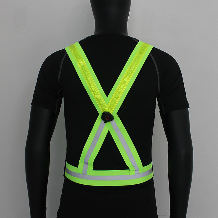 led发光背心 usb充电反光背心 夜跑骑行夜间警示发光马甲反光背带