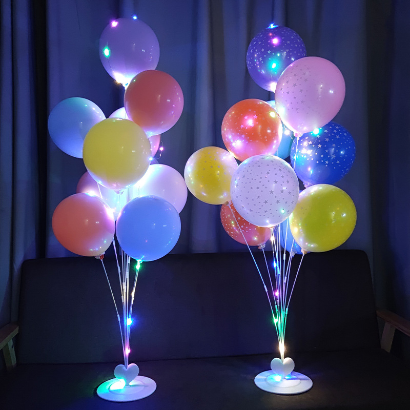 桌飘宝宝生日发光气球地飘柱派对主题装饰场景网红情人节浪漫布置