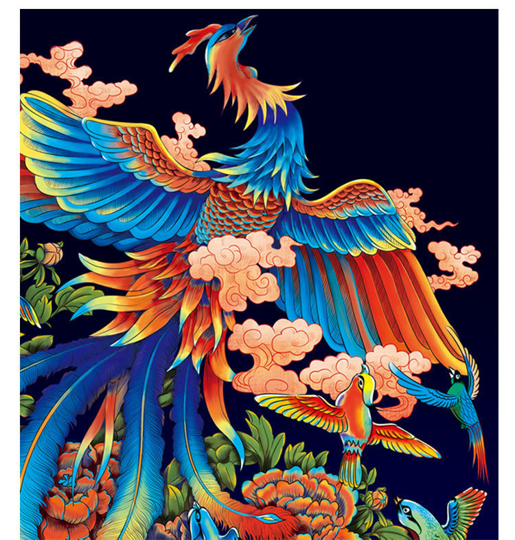 百鸟朝凤钻石画新款点钻十字绣满钻贴钻绣钻石绣玄关小幅钻石画