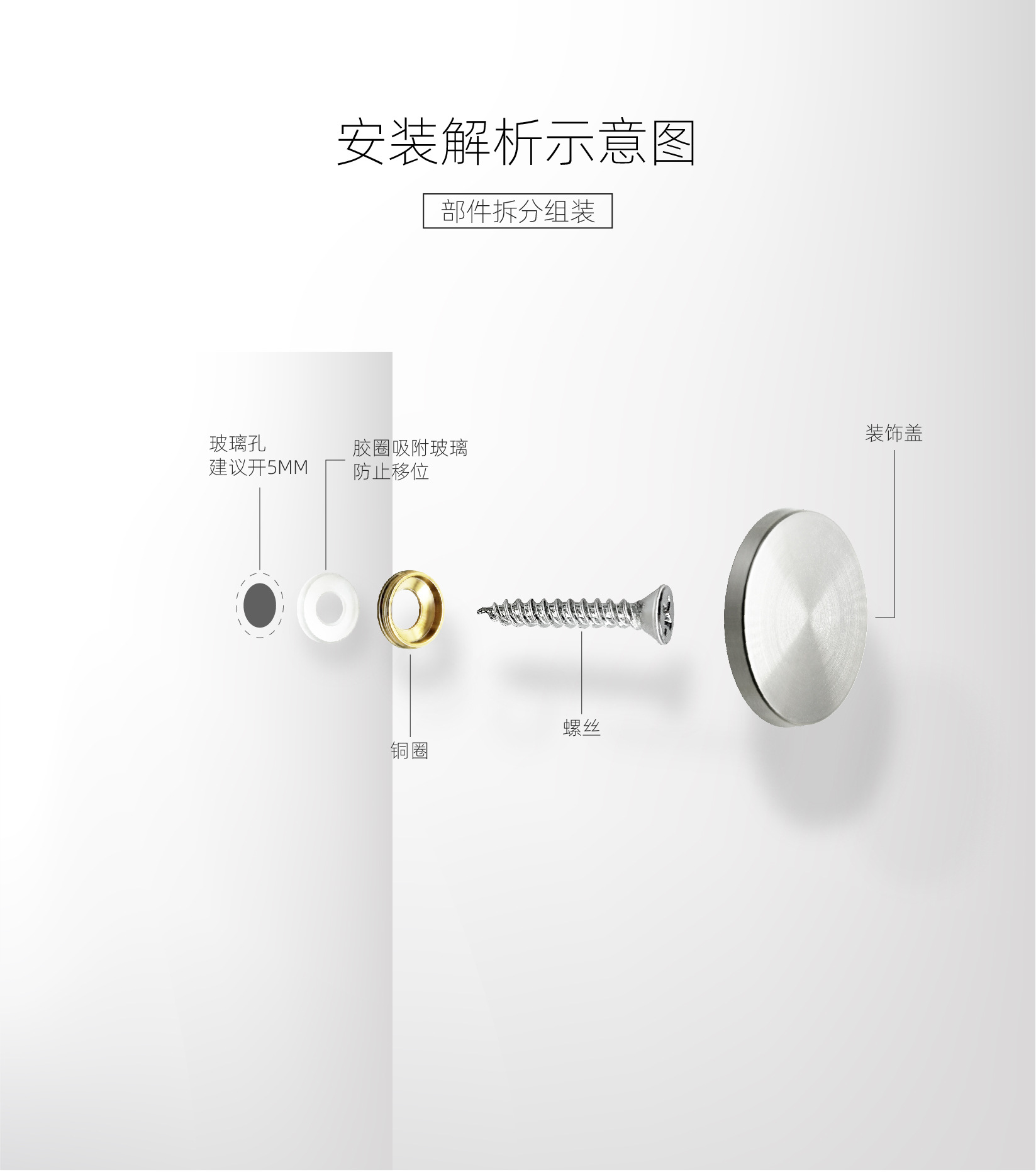 车边固定广告钉 不锈钢铜圈镜钉 玻璃钉装饰钉平面镜子装饰钉扣子