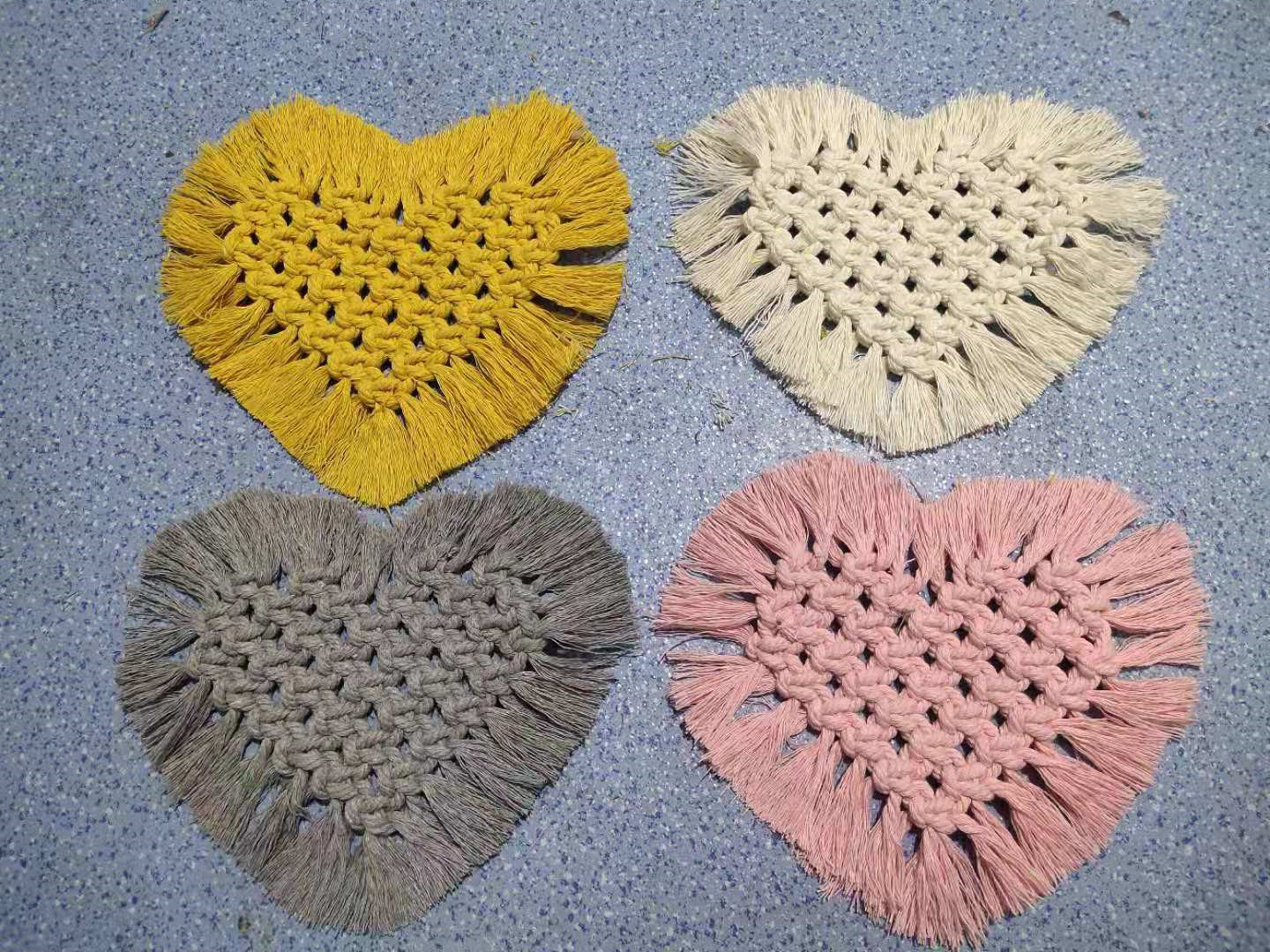 北欧macrame手工棉线编织小杯垫 装饰锅垫餐垫多用垫 可定制尺寸