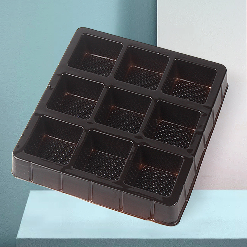 九宫格咖啡色巧克力吸塑内托食品包装盒水饺pet吸塑托盘批发定制